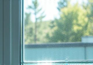 Vitre propre reflétant la lumière du soleil